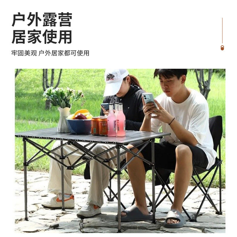 Outdoor foldable portable egg roll table camping table and chair picnic camping table and chair suit combination can be stored