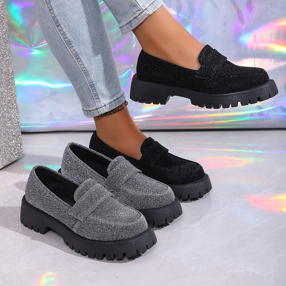 Export spring autumnew arrival british style slip-on women's retrothick sole loafers casualeasiest for matchflats women's wholesale