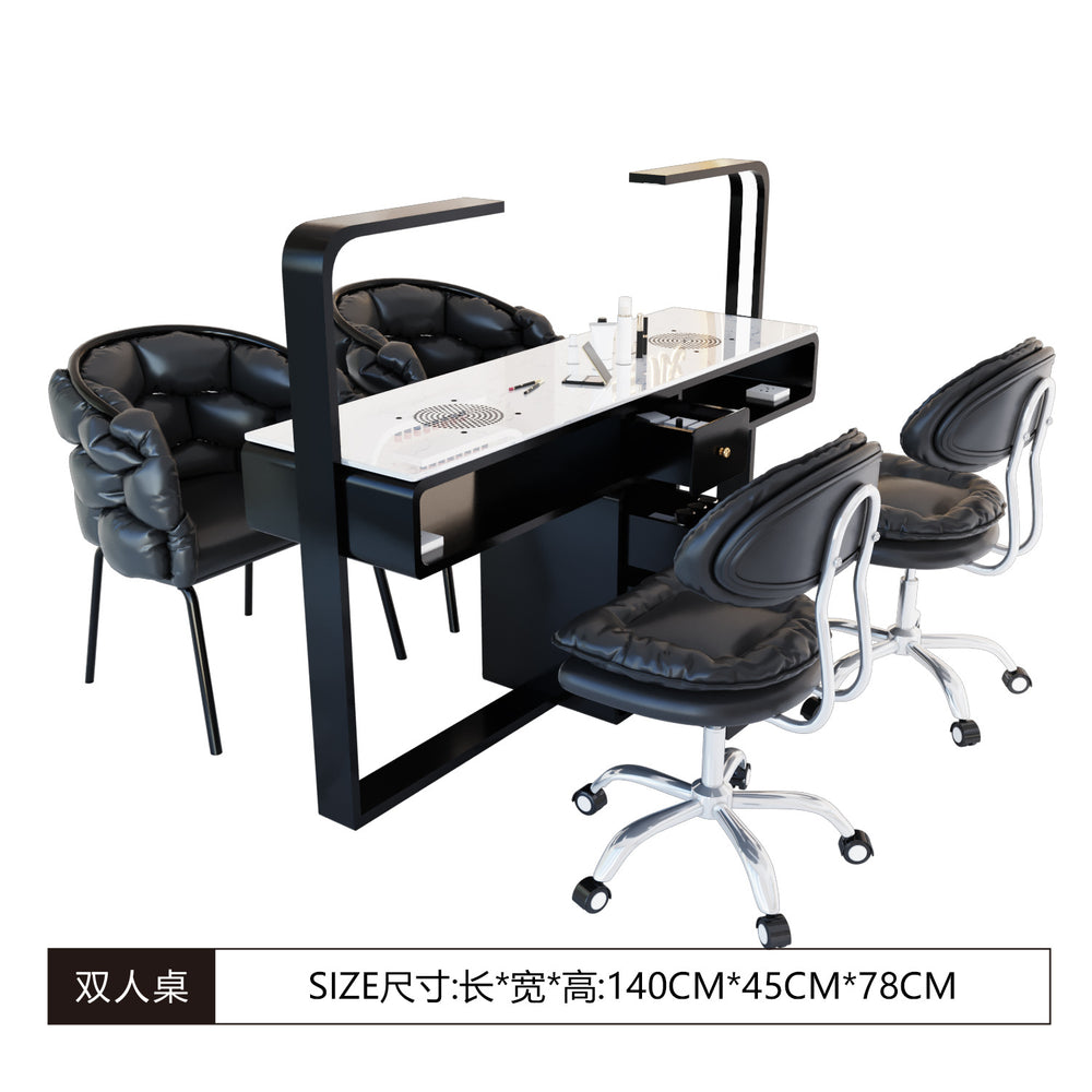 Manufacturer's new arrival porcelain-free manicure table with marble tabletop, dust-proof with vacuum cleaner socket, manicure table and chair set