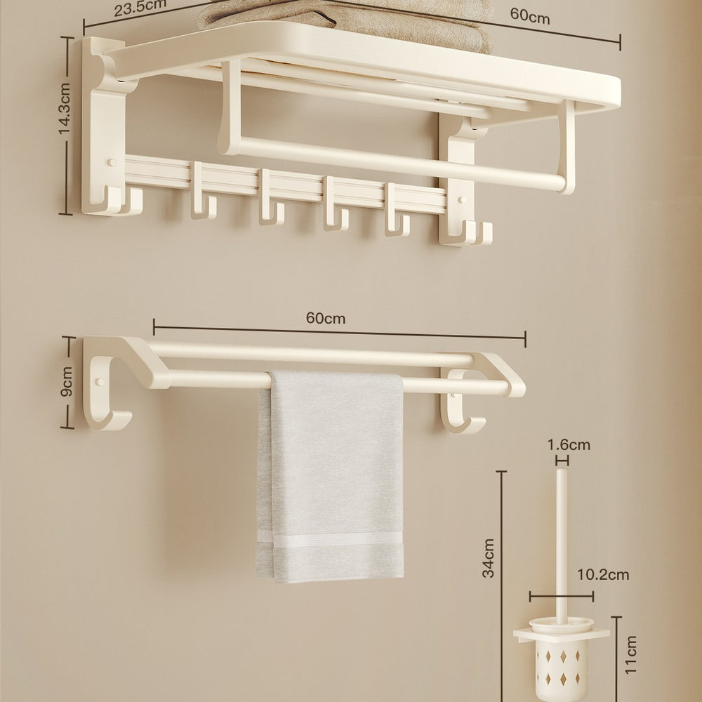 Cream style towel rack, punch-free bathroom towel rack, bathroom pendant five-piece set, bathroom toilet