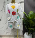 Fashionsuit european goods sense of design butterfly diamond short-sleeved t-shirt tops women + elastic waist wide-leg shorts two-piece set