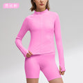 Autumn yoga long sleeve activewear fashion fitness jacket slim fit women's top zipper sun protection breathable outerwear