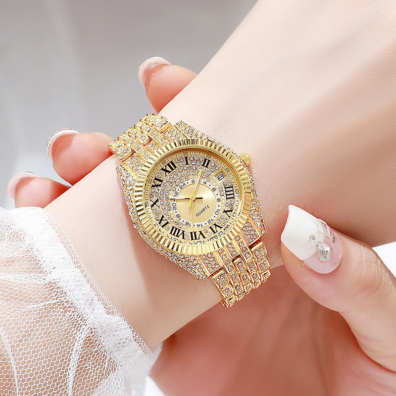 New arrival hot selling cross-border watches - alloy quartz watches with diamond accents, full diamond women's watches - dropshipping available