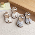 Vancahao kids' woven closed-toe sandals,  summer new korean style bowknot girls' princess beach sandals