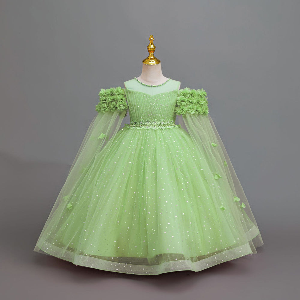 Exportin stockgirl dress petals wedding dress princess dress girl flower girl piano performance dress girl dress