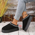 round toe suede rubber snow boots mid-heeled thick solefleece-linedheattech lace fashion cotton slippers for women