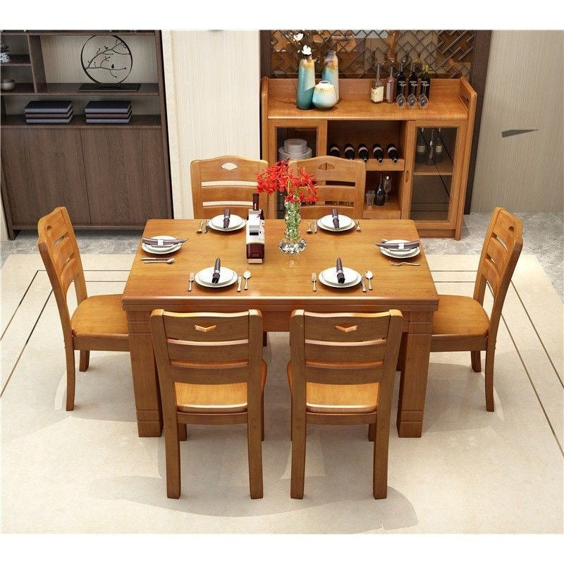 Quwang solid wood dining table and chair combination rectangular casual western dining table small apartment dining table chinoiseriefor home dining table