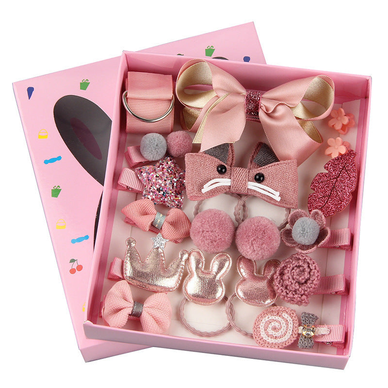 Cute 18-piece hair clip set - hair accessories gift for little princesses, baby hair clips, children's headwear, pink korean style