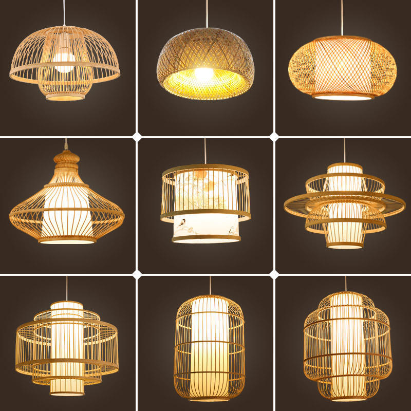 Woven Lantern Chandelier Chinese Hot Pot Restaurant Restaurant Bamboo Art Lighting Store Commercial Homestay Tea Room Japanese Lighting