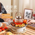 Electric ceramic stove tea set - complete tea brewing kit for home use: includes glass teapot, electric oven, tea cups, fruit plate, and tea accessories