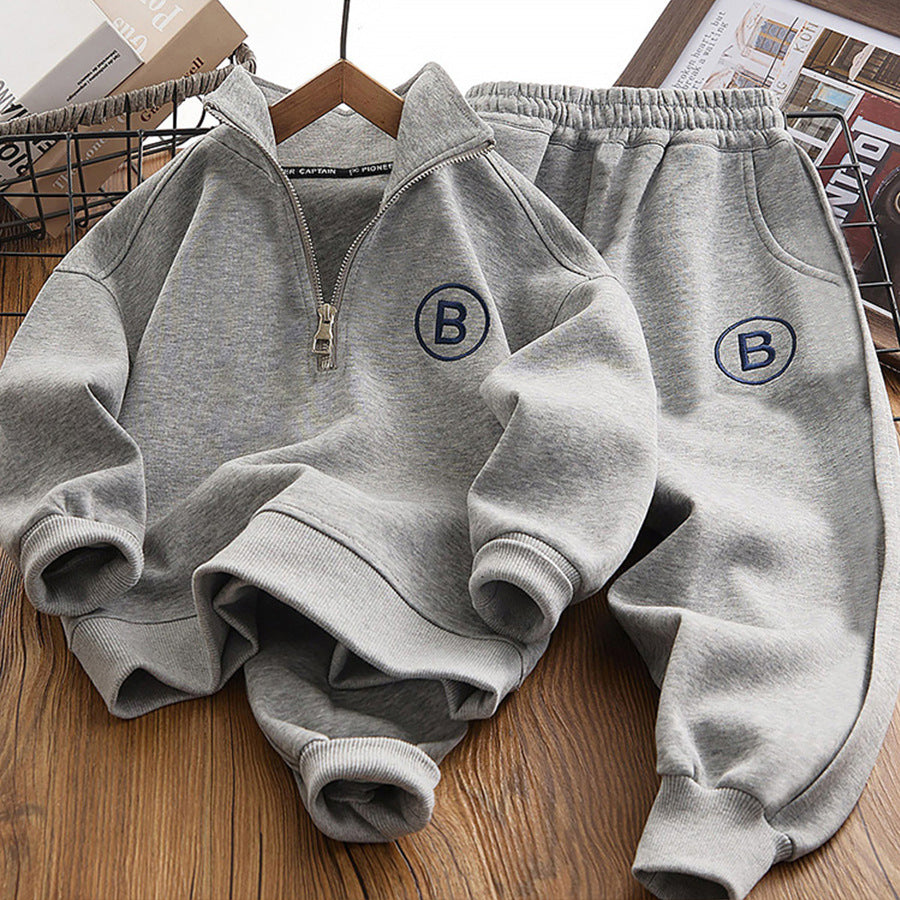 Boys' spring fashionable sweatshirt set,  new trendy kids' spring two-piece outfit, spring and autumn style, handsome big kids' clothing