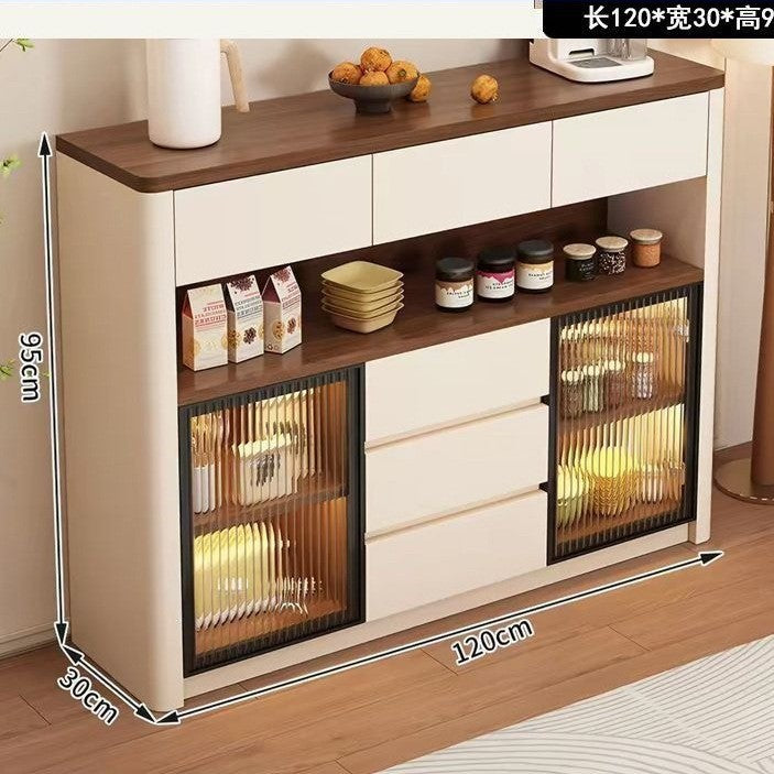 Medieval style sideboard changhong glass with lights for home restaurant tea storage cabinet cream style multifunctional water bar cabinet