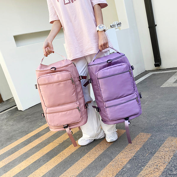 Double shoulder travel bag, outdoor sports multi-function large-capacity yoga fitness bag, women's portable three-purpose duffel bag