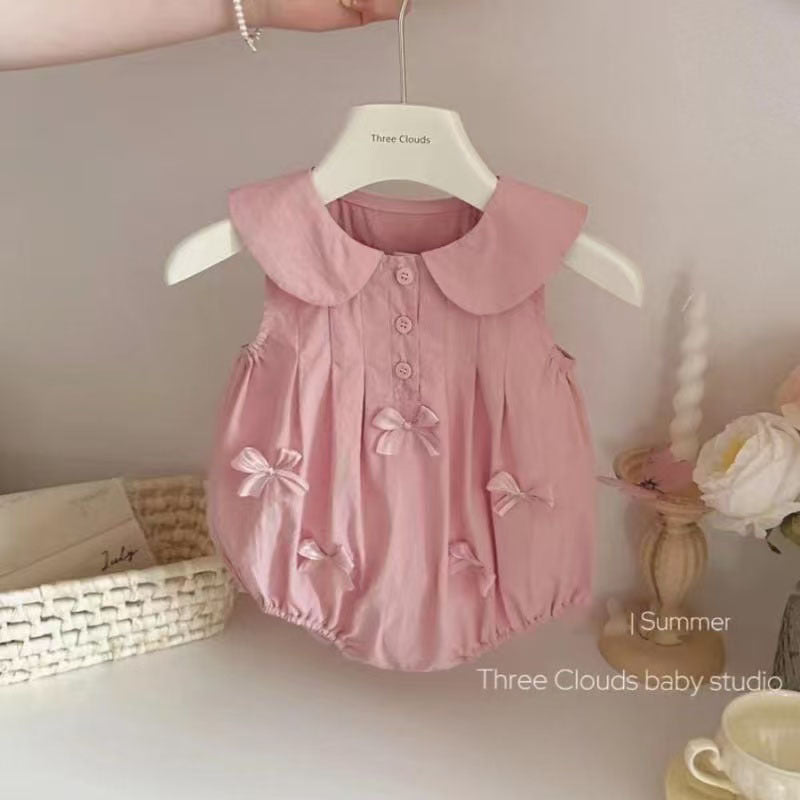 Baby girl's stylish princess-style triangle romper, sleeveless bodysuit for newborns and toddlers, lightweight summer clothing