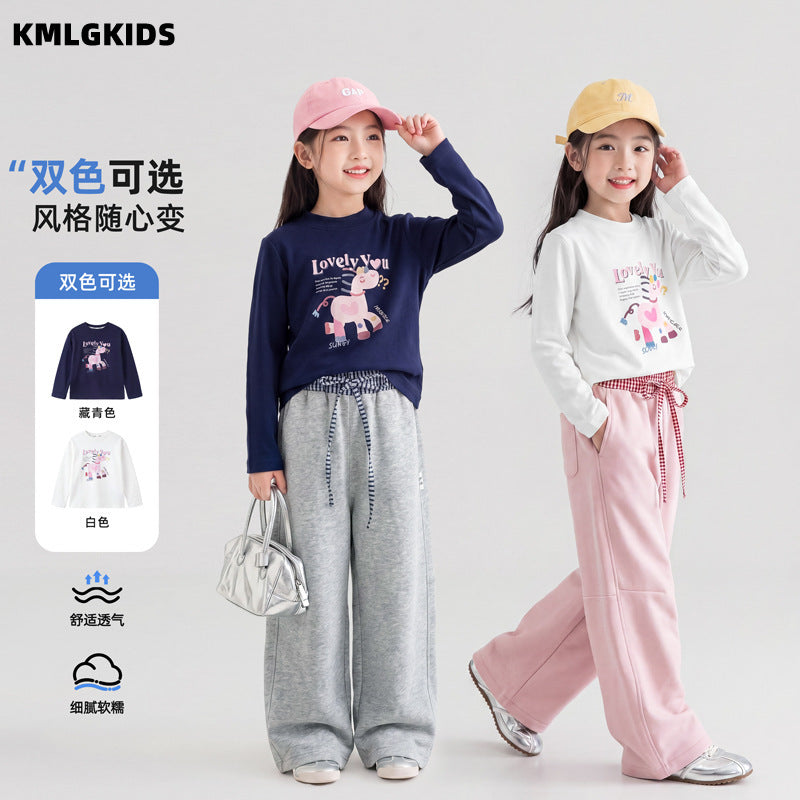 autumn new cartoon girls' and children's korean style soft and skin-friendly top, korean style long-sleeved t-shirt base layer