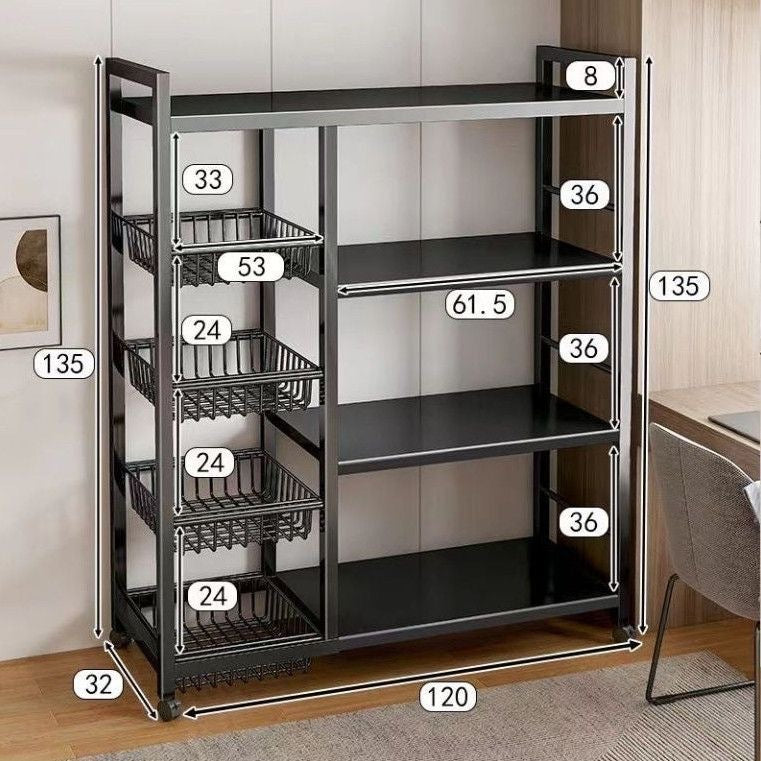 Kitchen storage rack vegetable floor-standing movable trolley multi-layer storage rack for home fruit and vegetable multi-functional vegetable rack