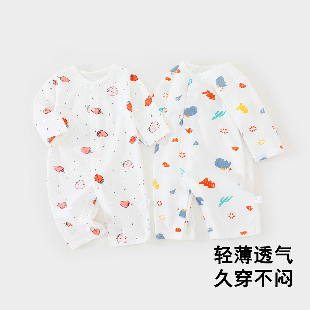 Baby clothes spring and autumn thin long sleeves air conditioning men's and women's baby onesie pajamas pure cotton newborn haki rompers
