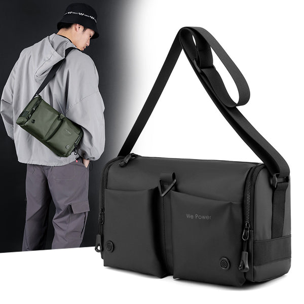 WEPOWER new trendy brand shoulder messenger bag men's casual back satchel cycling function commuter messenger bag
