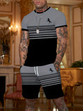 european and american men's short-sleeved and shorts sets, casual sportswear sets, 3d printed cross-border bestsellers