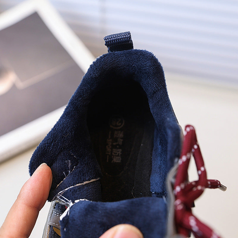 Vancahao kids' double-layer cotton sneakers -  winter new arrivals: boys' hiking shoes, girls' fashionable and versatile casual shoes