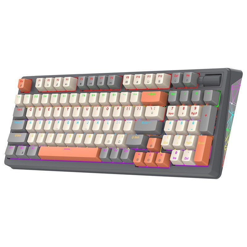 K85 wired mechanical keyboard - tri-color keycap, hot-swappable, for gaming, desktop, office, home use, backlit usb