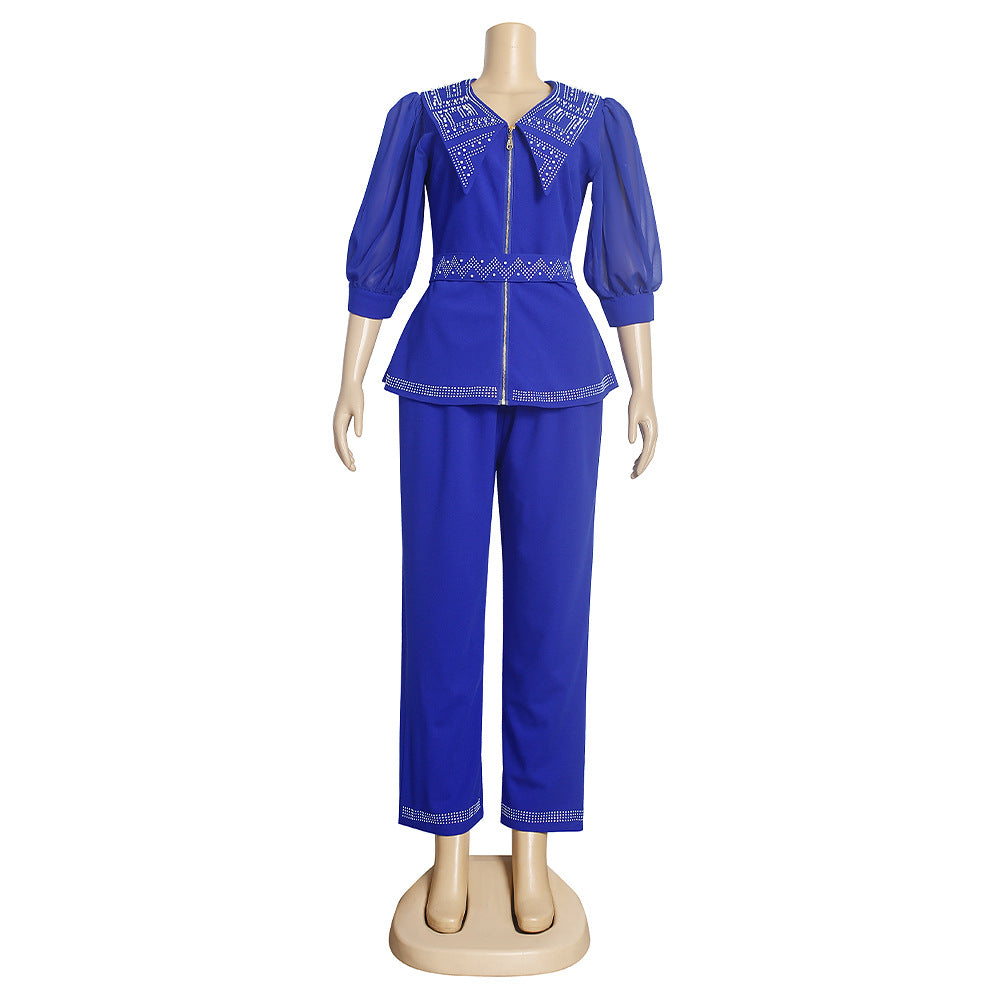 new african women's top and pants two-piece set, plus size, european and american style, export quality, suitable for  and
