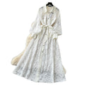 French romantic stand collar lantern sleeve lace dress - women's summer slimming a-line maxi dress - elegant & chic