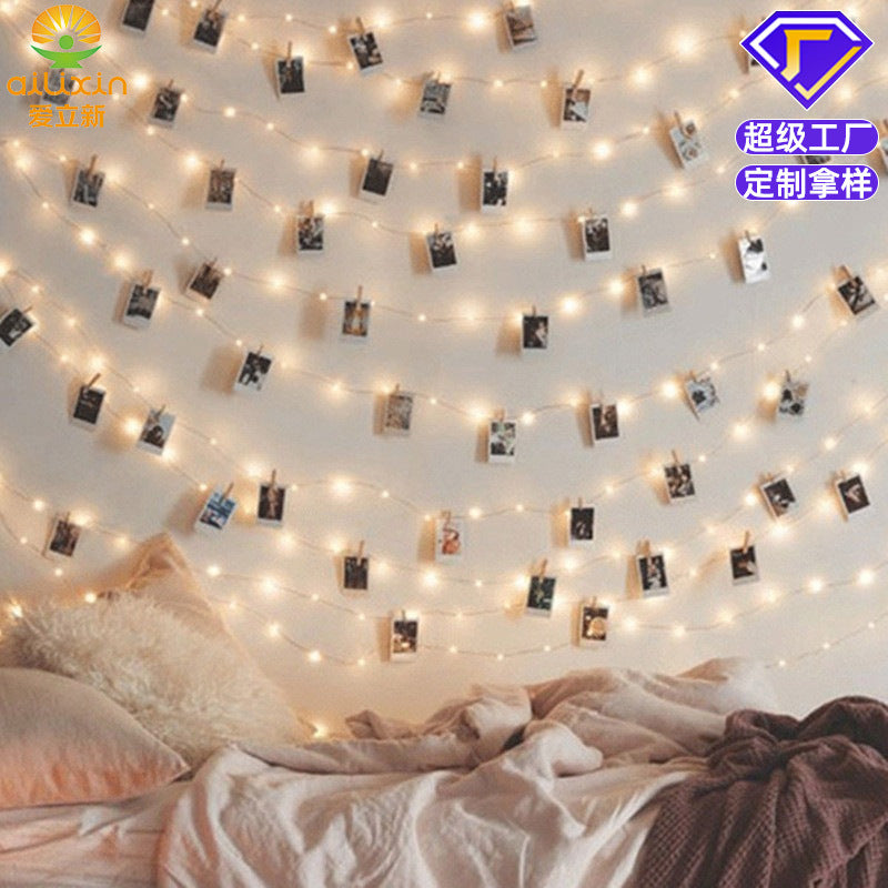 [Customized] Battery box copper wire clip light string Gypsy Internet celebrity photo wall light room clip photo light string
