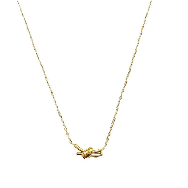【all-titanium steel, shower-friendly】european & american minimalist style knotted irregular clavicle chain - new for 2025