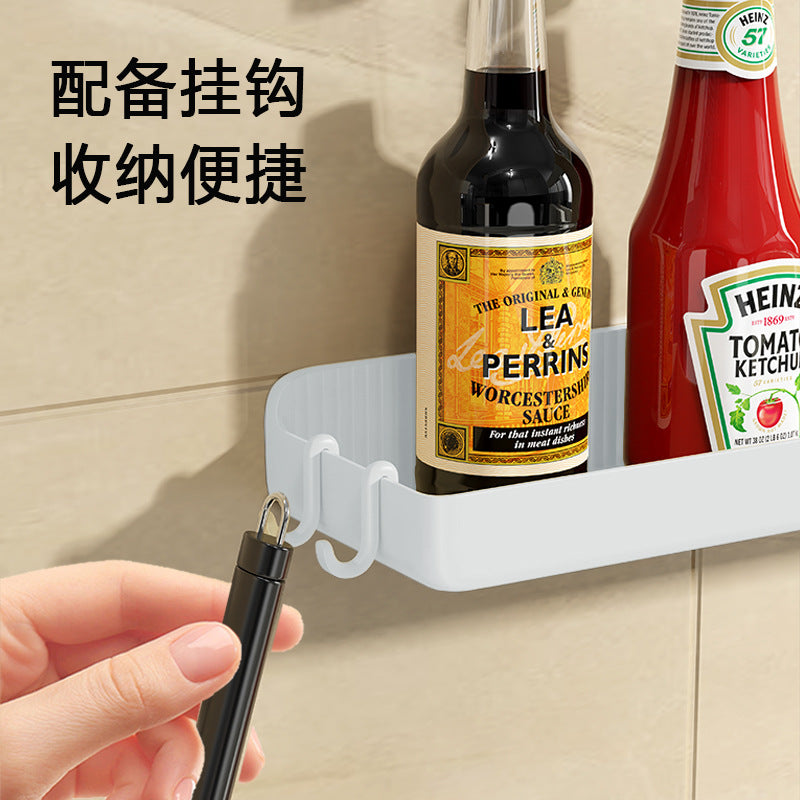 Japanese-style wall-mounted kitchen organizer rack - no drilling required - multi-purpose storage for spices and condiments