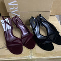 Za2025summernew arrival one strap thin heel high heel sandals women's fashion black high heels women