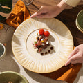 Retro kiln line pattern high-looking tableware restaurant hotel stylish display dessert plate steak plate for home dish plate