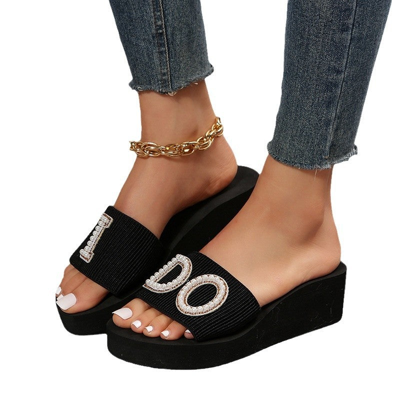 plus size wedge slippers for women 2024 new style export one-piece sandals open slippers mother's day gift wholesale