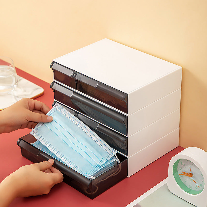 Drawer storage box Desktop pull-out mask storage box Household makeup brush Cotton ins Desktop storage cabinet