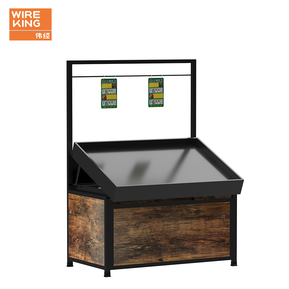 Fruit and vegetable shelves Supermarket vegetable display cabinet Fruit rack Iron and wood combined fruit and vegetable rack Large supermarket Nakajima rack