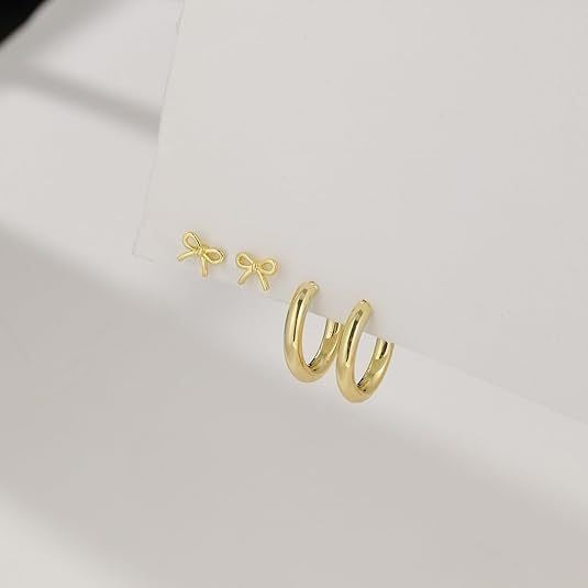 European and american electroplated brass gold-plated stud earrings - elegant, versatile butterfly hoop earrings - wholesale minimalist/ins style earrings