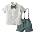 Kids' summer gentleman outfit: baby boy short-sleeve shirt & suspender pants two-piece set, boy's shirt, first birthday dress