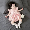 Infant summersweetoutwear hairy baby girl small fresh flying sleeves lace covered skirt elegantoutwear hairy