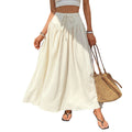 fashionexport summer vacation casual skirt high waist large swing slimming lookeasiest for match beach long skirt