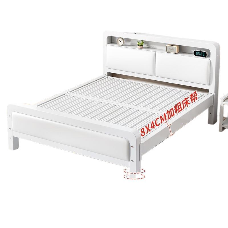 Wrought iron bed double bed for home bedroom kids small apartment single thickened reinforced iron frame bed soft package for rental room