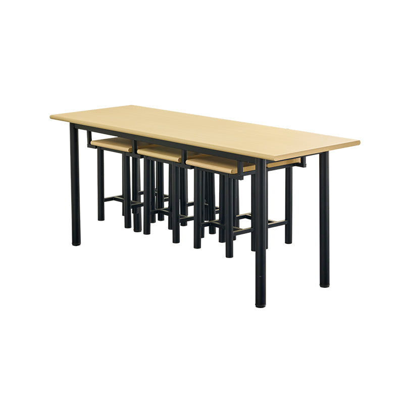 Stainless steel canteen table and chairs 4 people 6 people hanging stool rectangular table school factory employee dining table separates combination