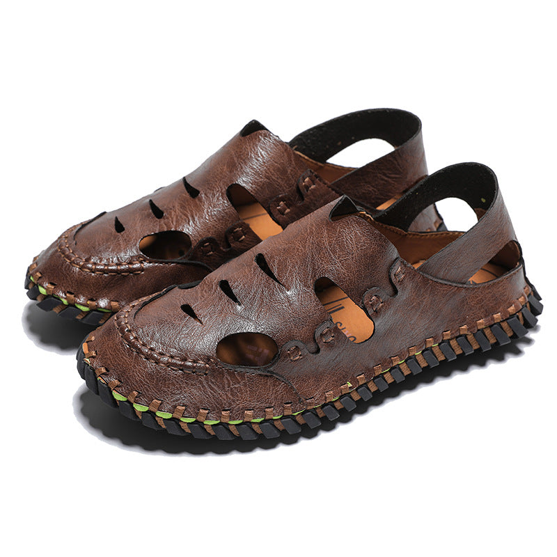 Cross-border large-size sandals men's shoes new summer breathable bag head casual men's shoes soft-soled men's beach shoes one pedal