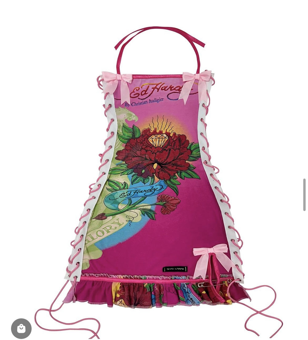 fashion cross-border retro halloween skull positioning printed oil painting drawstring tube top suspender dress