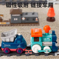 kids macaron electric rail car magnetic train engineering vehicle artificial locomotive boy toy