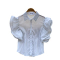 Korean style puff sleeve breathable & skin-friendly blouse - women's  spring collection: relaxed fit, designer touch, versatile & chic workwear top