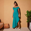 Solid color slim-fit fashion one-shoulder asymmetrical hem maxi dress evening gown - wholesale cross-border fashion, european & american style, special price