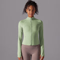 Naked comfortable outdoor sports outwear breathable mesh stand collar long sleeves zipper topsilm yoga fitness outwear
