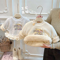 Girls' autumn/winter three-layer quilted padded cotton coat, baby girl long-sleeve sweatshirt, kids' warm top, trendy children's clothing