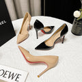 French red bottom side open pointed toe high heels women's stiletto heels autumn and winter flatssexyeleganteasiest for matchaccessible luxuryclassy