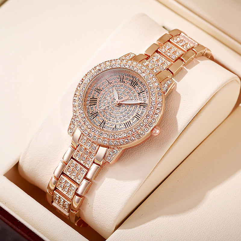 Live broadcast of the most popular diamond-encrusted roman pattern women's watch, bracelet, cornucopia, women's model, one-piece dropshipping source